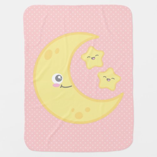 Kawaii Moon and Stars Baby Blanket