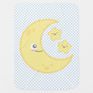 Kawaii Moon and Stars Baby Blanket