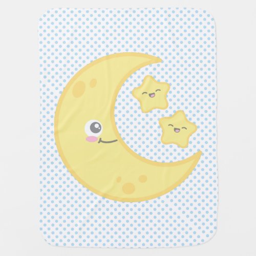 Kawaii Moon and Stars Baby Blanket