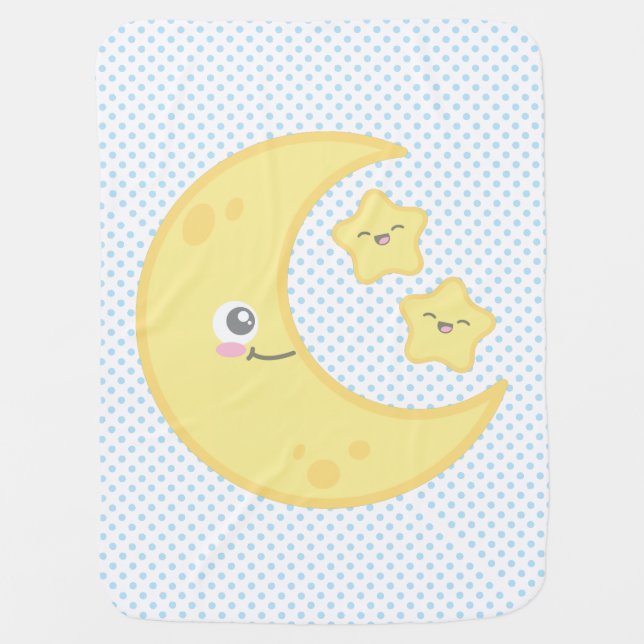 Kawaii Moon and Stars Baby Blanket (Front)