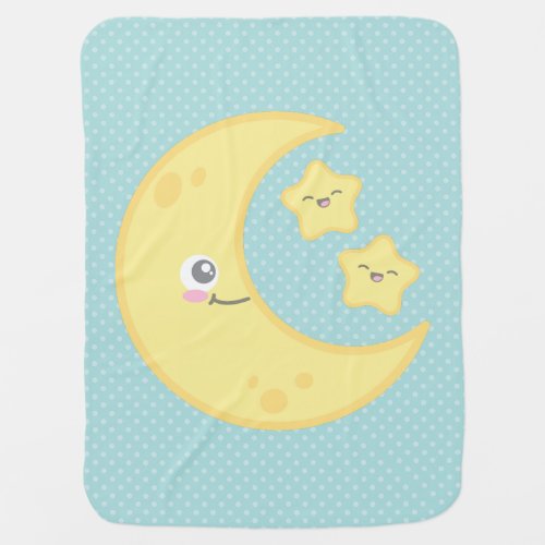 Kawaii Moon and Stars Baby Blanket