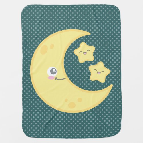 Kawaii Moon and Stars Baby Blanket