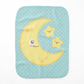 Kawaii Moon and Stars Baby Burp Cloth
