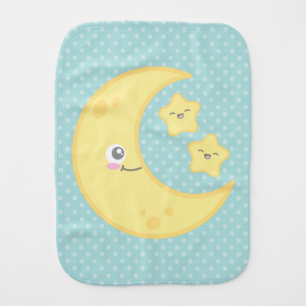 Kawaii Moon and Stars Baby Burp Cloth