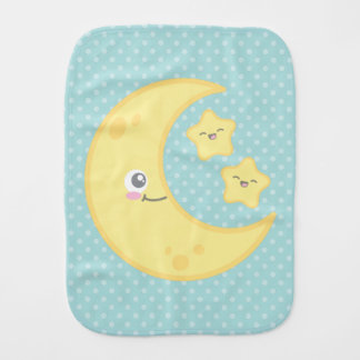 Kawaii Moon and Stars Baby Burp Cloth