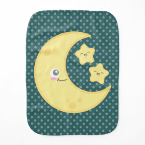 Kawaii Moon and Stars Baby Burp Cloth