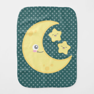 Kawaii Moon and Stars Baby Burp Cloth