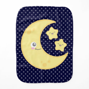 Kawaii Moon and Stars Baby Burp Cloth