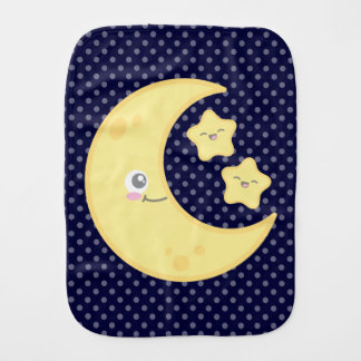 Kawaii Moon and Stars Baby Burp Cloth