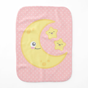 Kawaii Moon and Stars Baby Burp Cloth