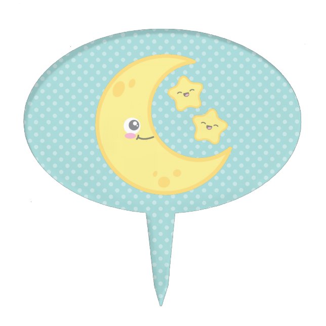 Kawaii Moon and Stars Cake Topper (Front)