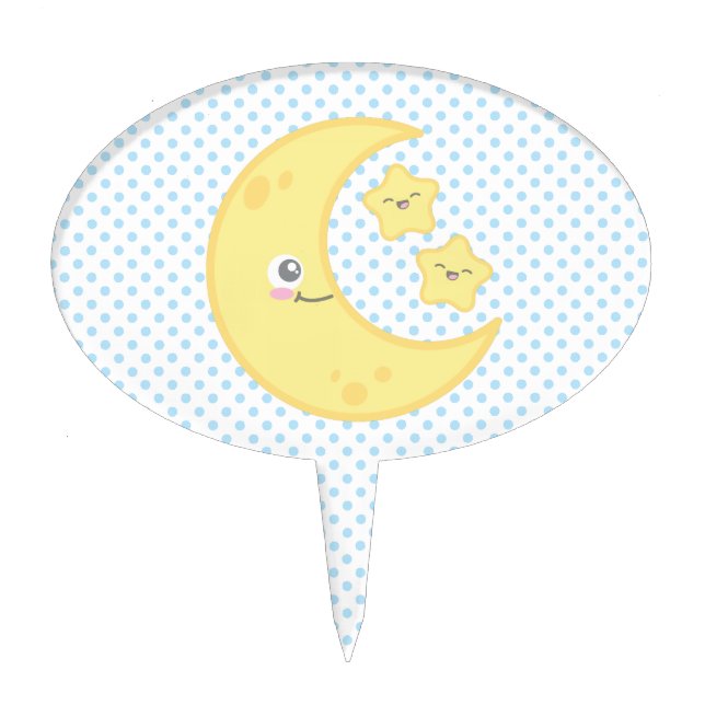Kawaii Moon and Stars Cake Topper (Front)