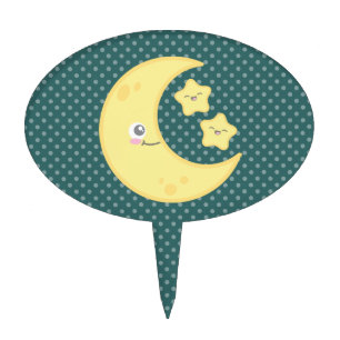 Kawaii Moon and Stars Cake Topper