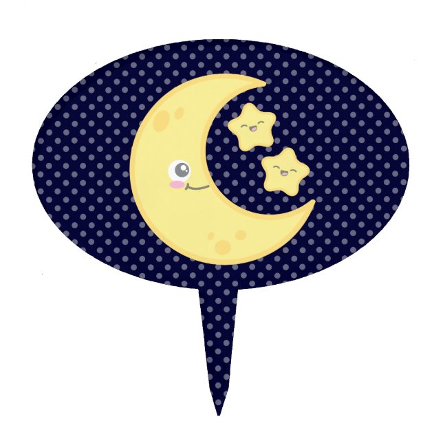 Kawaii Moon and Stars Cake Topper (Front)