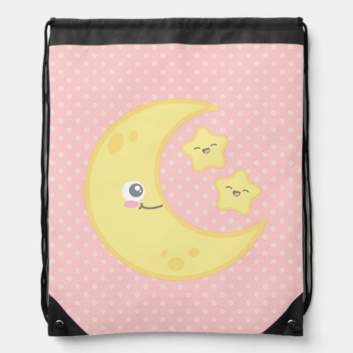 Kawaii Moon and Stars Drawstring Bag