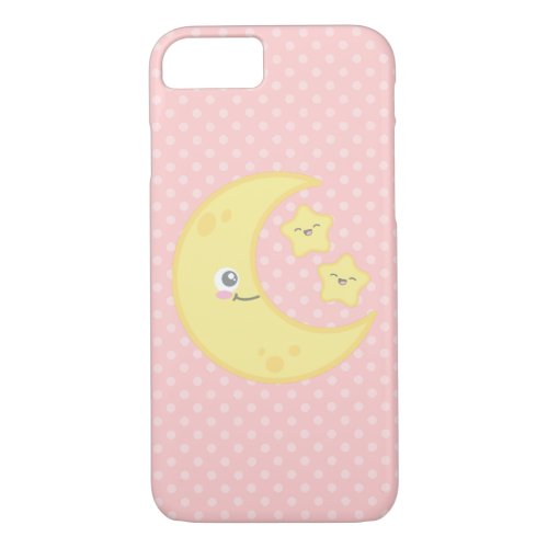 Kawaii Moon and Stars iPhone Case