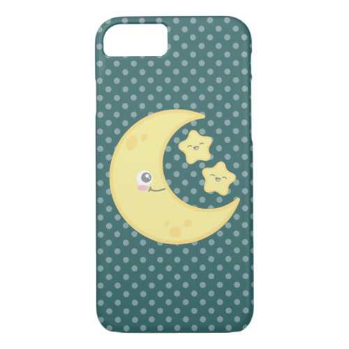 Kawaii Moon and Stars iPhone Case