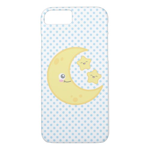 Kawaii Moon and Stars iPhone Case