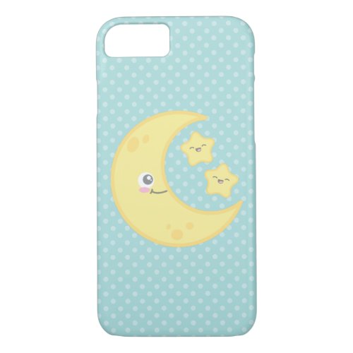 Kawaii Moon and Stars iPhone Case