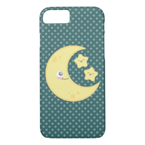 Kawaii Moon and Stars iPhone Case