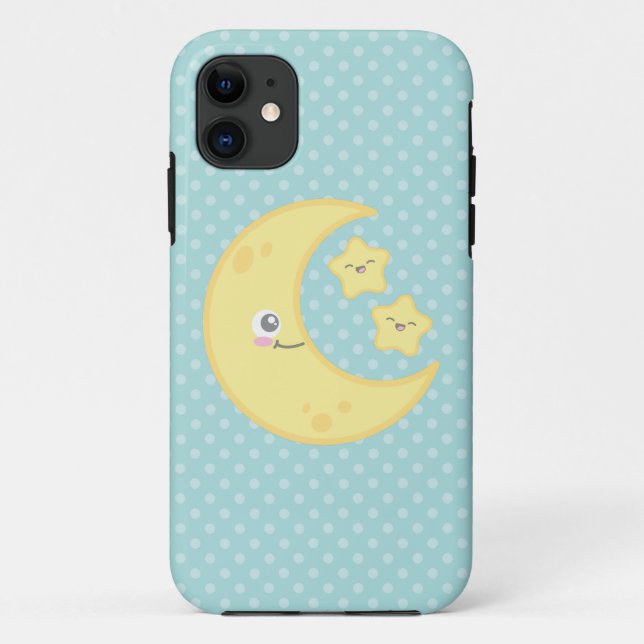 Kawaii Moon and Stars iPhone Case (Back)