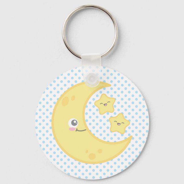 Kawaii Moon and Stars Keychain (Front)