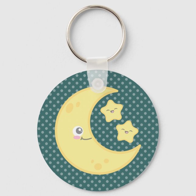 Kawaii Moon and Stars Keychain (Front)