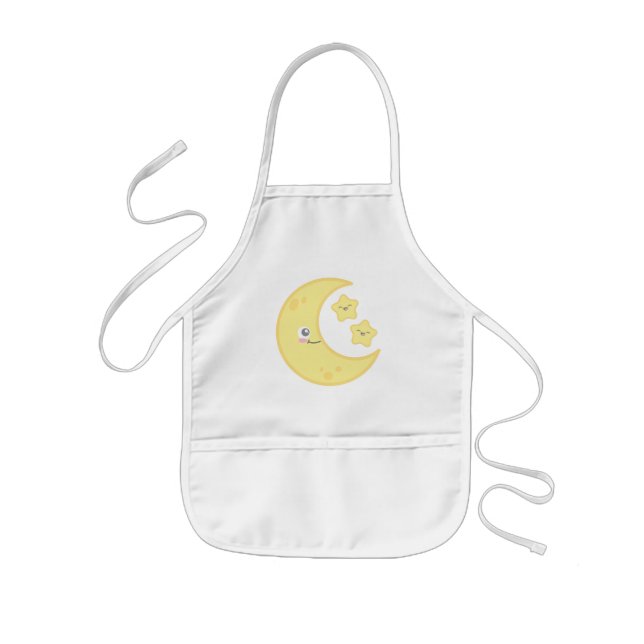 Kawaii Moon and Stars Kid's Apron (Front)
