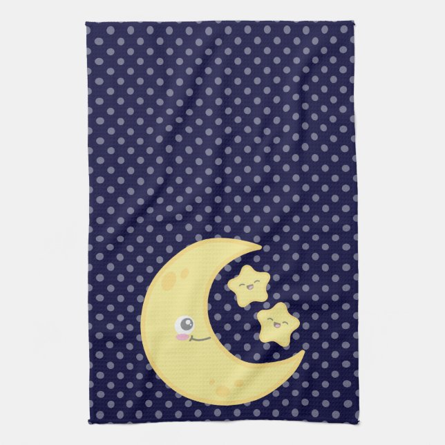 Kawaii Moon and Stars Kitchen Towel (Vertical)