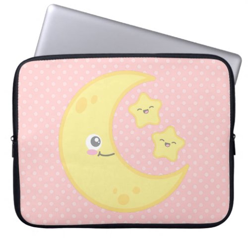 Kawaii Moon and Stars Laptop Sleeve