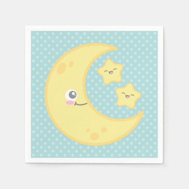 Kawaii Moon and Stars Napkins (Front)