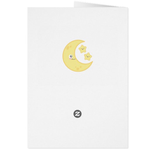 Kawaii Moon and Stars Note Card (Back)