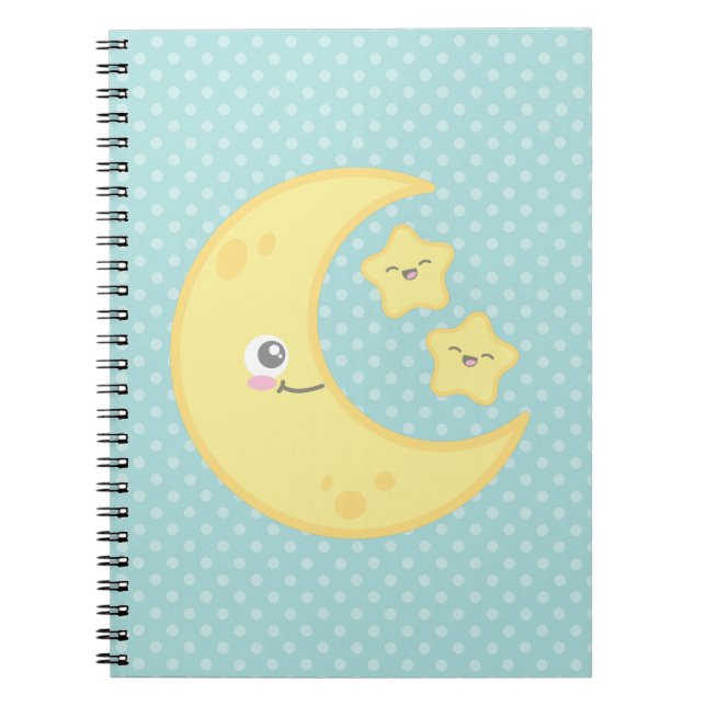 Kawaii Moon and Stars Notebook (Front)