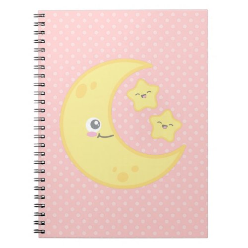 Kawaii Moon and Stars Notebook