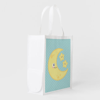 Kawaii Moon and Stars Reusable Shopping Bag
