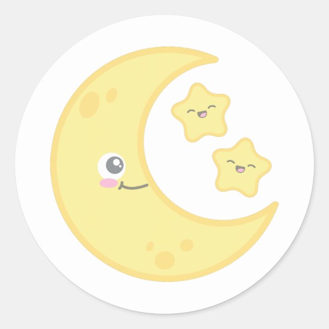 Kawaii Moon and Stars Stickers (Front)