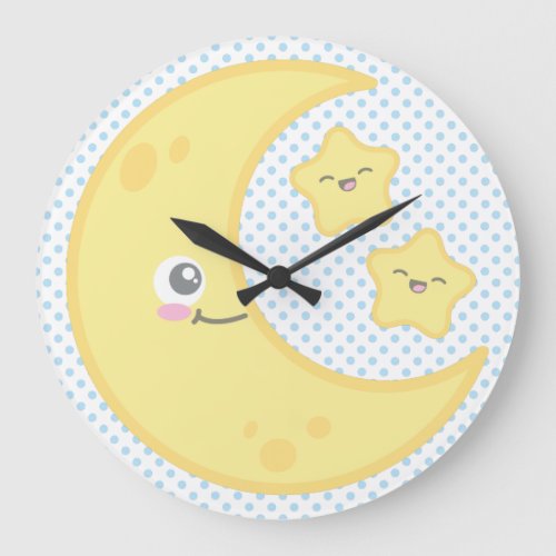 Kawaii Moon and Stars Wall Clock