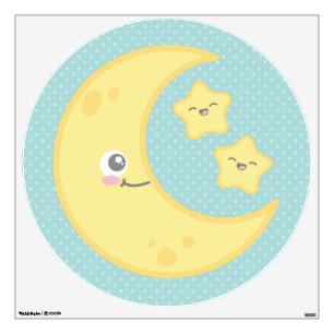 Kawaii Moon and Stars Wall Decal