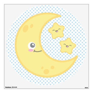 Kawaii Moon and Stars Wall Decal