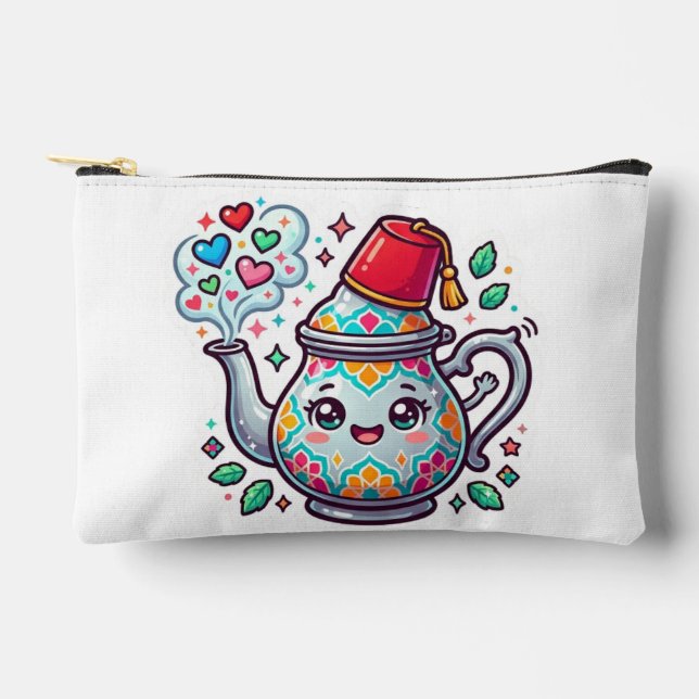 Kawaii Moroccan Mint Tea Pot Sticker Accessory Pouch (Front)