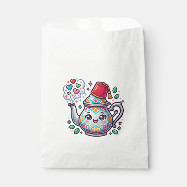 Kawaii Moroccan Mint Tea Pot Sticker Favor Bag (Front)