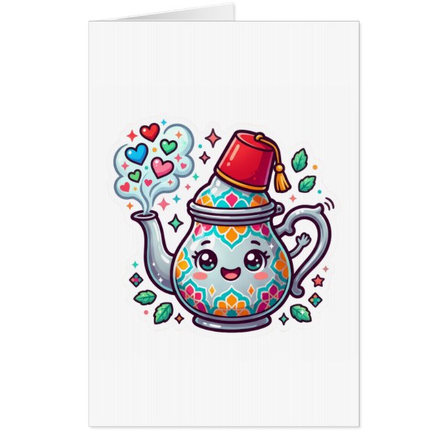Kawaii Moroccan Teapot Card (Front)