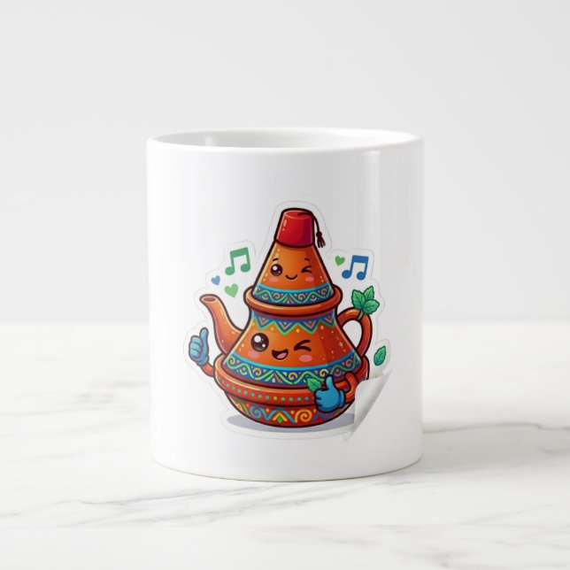 Kawaii Moroccan Teapot - Cute Berred Stick Giant Coffee Mug (Front)