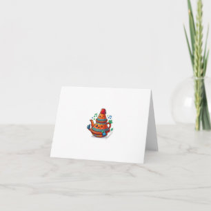 Kawaii Moroccan Teapot - Cute Berred Stick Letterpress Thank You Card
