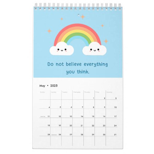 Kawaii Motivational Positive Affirmations Calendar