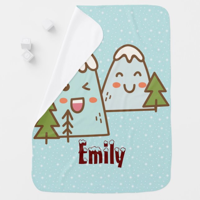 Kawaii Mountains in Snow Baby Blanket (In Situ)