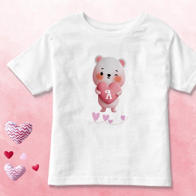 Kawaii Mouse with Monogram Hearts Toddler T-shirt (Creator Uploaded)
