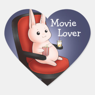 Kawaii movie theater bunny rabbit heart sticker