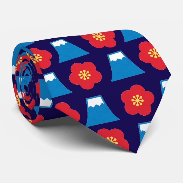 Kawaii Mt. Fuji Design Neck Tie (Rolled)