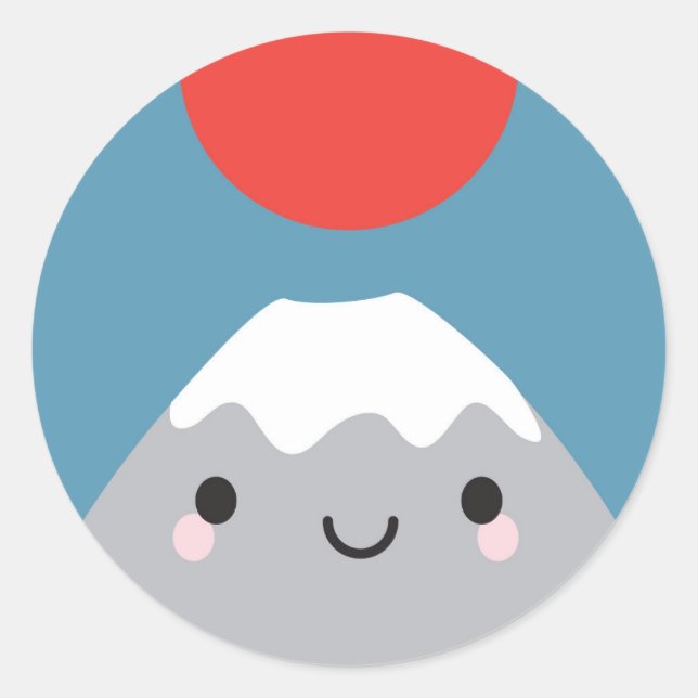 Kawaii Mt Fuji San Classic Round Sticker (Front)